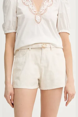 Twin-Set Bavlněné šortky dámské, barva, high waist, 251TT2205