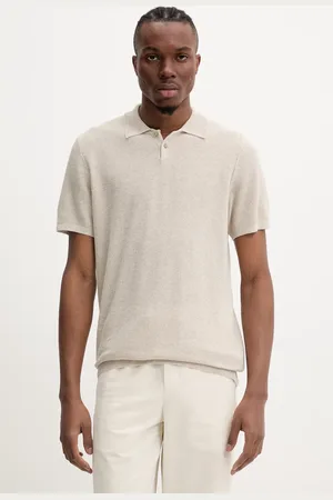 A.P.C. Polo tričko s lněnou směsí polo jay barva, VIAJC.H23315