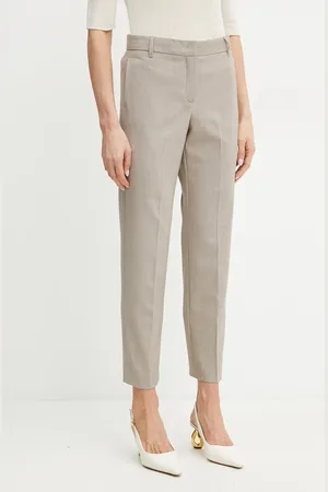 Max&Co. Kalhoty s příměsí vlny dámské, barva, střih cigarette, medium waist, 2516131073200