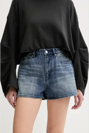 Armani Exchange Džínové šortky dámské, barva, high waist, XW000135 AF12845