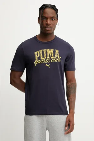 PUMA Bavlněné tričko pánské, tmavomodrá barva, s potiskem, 684643