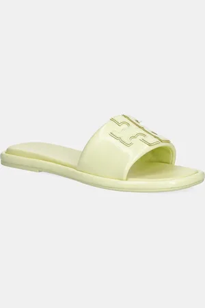 Tory Burch Kožené pantofle Double T Sport Slide dámské, barva, 141380-701