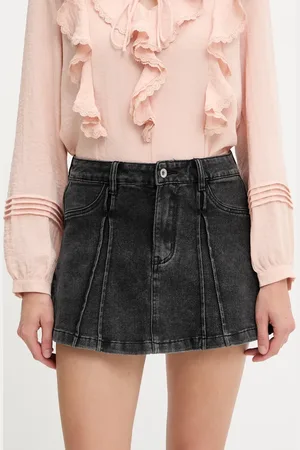 ANSWEAR Džínová kalhotová sukně dámská, barva, hladká, high waist