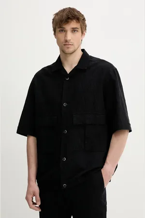 BARENA Košile s příměsí lnu Camicia Mola pánská, tmavomodrá barva, relaxed, s klasickým límcem, OSU5069.2768