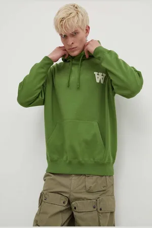 WoodWood Bavlněná mikina Cass AA Moss Embroidery Hoodie pánská, barva, s kapucí, s aplikací, 10285606.2424