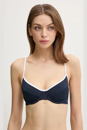 Tommy Hilfiger Plavková podprsenka tmavomodrá barva, měkký košík, UW0UW05241