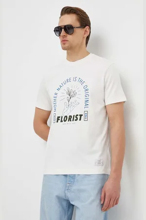 Benetton Bavlněné tričko barva, s potiskem