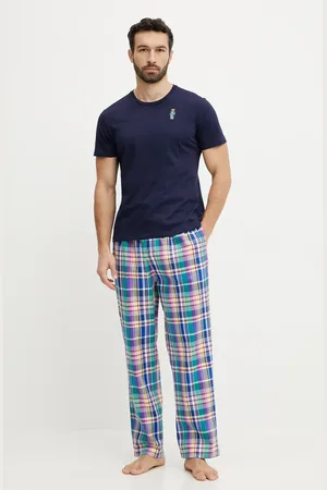 Ralph Lauren Bavlněné pyžamo tmavomodrá barva, 714931645