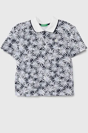 Benetton Dětské polo tričko tmavomodrá barva, s límečkem