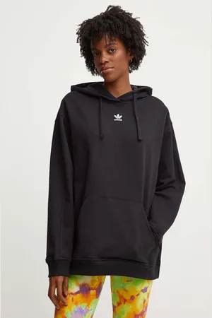 adidas Bavlněná mikina dámská, barva, s kapucí, hladká, IY9615