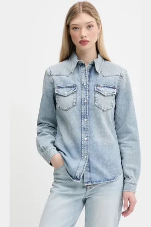 Tommy Hilfiger Džínová košile dámská, barva, regular, s klasickým límcem, DW0DW21416