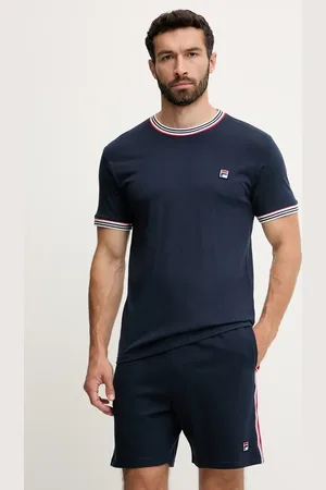 Fila Bavlněné pyžamo modrá barva, s potiskem, FPS1191