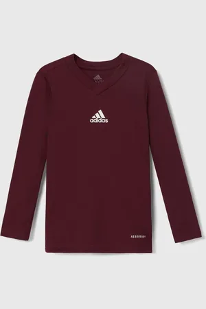 adidas Dětské tričko s dlouhým rukávem TEAM BASE TEE Y vínová barva, s potiskem, GN7510
