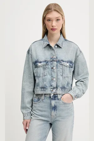 Tommy Hilfiger Džínová bunda dámská, barva, přechodná, oversize, DW0DW21289