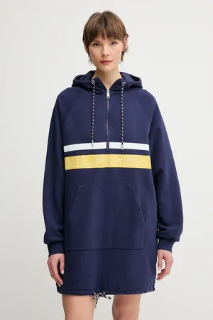 Tommy Hilfiger Bavlněná mikina SAILING dámská, tmavomodrá barva, s kapucí, s aplikací, WW0WW45599