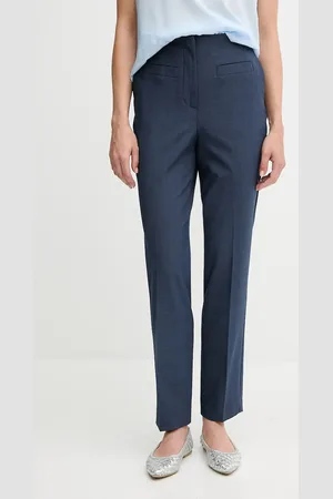 Sisley Kalhoty dámské, tmavomodrá barva, střih cigarette, high waist, 490TLF06J