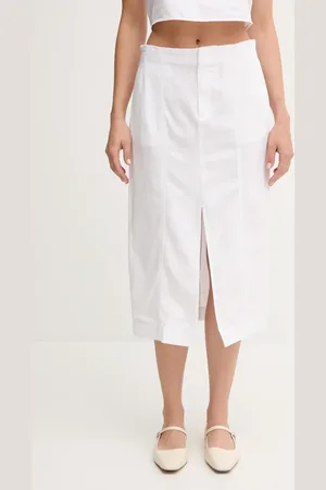 Calvin Klein Sukně s příměsí lnu barva, midi, J20J225327