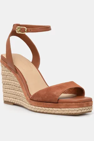 Tommy Hilfiger Kožené sandály LEATHER & SUEDE HIGH WEDGE ESPAD barva, FW0FW08803