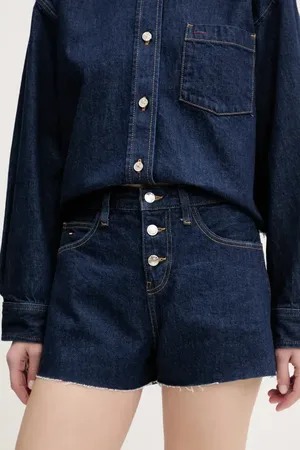 Tommy Hilfiger Džínové šortky dámské, tmavomodrá barva, high waist, DW0DW20094