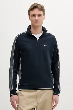 HUGO BOSS Mikina pánská, tmavomodrá barva, hladká, 50540785