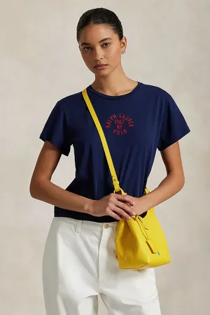Ralph Lauren Bavlněné tričko dámské, tmavomodrá barva, 211965108