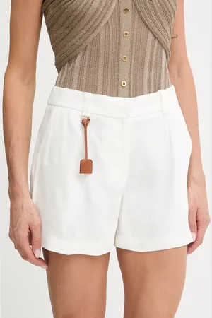 Elisabetta Franchi Lněné kraťasy dámské, barva, high waist, SH01252E2