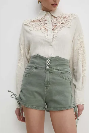 ANSWEAR Džínové šortky dámské, barva, hladké, high waist