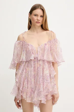Twin-Set Hedvábné šaty růžová barva, mini, 251TS2184