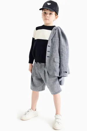 Emporio Armani Dětský bavlněný svetr tmavomodrá barva, EB000291 AF13951