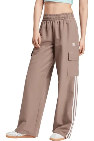 adidas Kalhoty Adicolor 3-Stripe Cargo Pants dámské, barva, kapsáče, high waist, JC8138