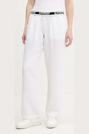 Superdry Lněné kalhoty dámské, barva, široké, high waist, W7011182A-04C