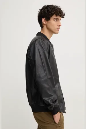 Pepe Jeans Kožená bunda bomber TORNO pánská, barva, přechodná, PM402986