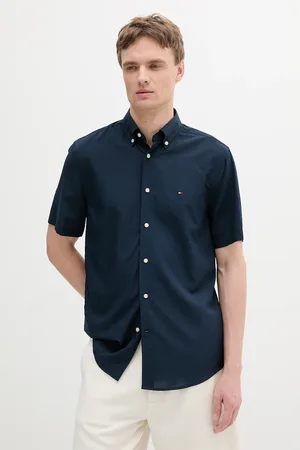 Tommy Hilfiger Košile pánská, tmavomodrá barva, relaxed, s límečkem button-down, MW0MW38576