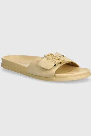 Tommy Hilfiger Semišové pantofle TH HARDWARE SUEDE FLAT SANDAL dámské, barva, FW0FW07935