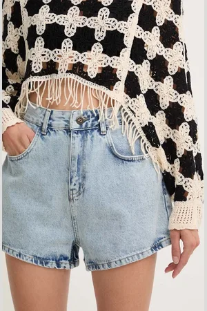 ANSWEAR Džínové šortky dámské, hladké, high waist