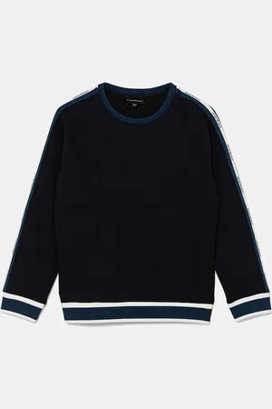 Emporio Armani Dětská mikina tmavomodrá barva, hladká, EB000146 AF10126