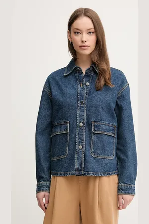 Benetton Bavlněná džínová bunda barva, přechodná, 296XDN07R