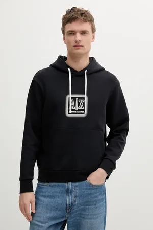 Armani Exchange Mikina pánská, tmavomodrá barva, s kapucí, s potiskem, XM000482 AF10818