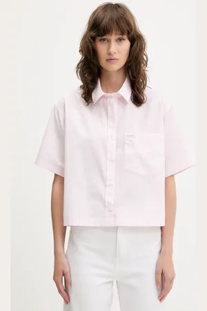 Guess Bavlněná košile dámská, barva, relaxed, s klasickým límcem, W5GH98 WH7Q1