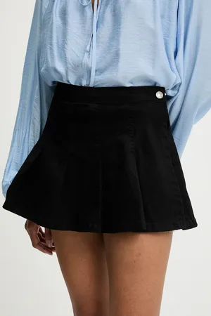 ANSWEAR Džínová kalhotová sukně dámská, barva, hladká, high waist