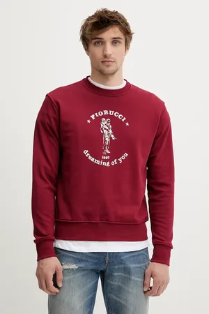 Fiorucci Bavlněná mikina pánská, vínová barva, s potiskem, M02SMSCR188CJ05RD03