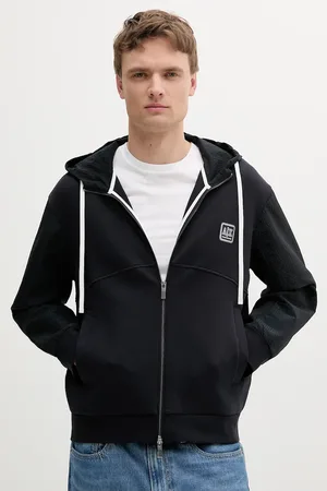 Armani Exchange Mikina pánská, tmavomodrá barva, s kapucí, s potiskem, XM000480 AF10818