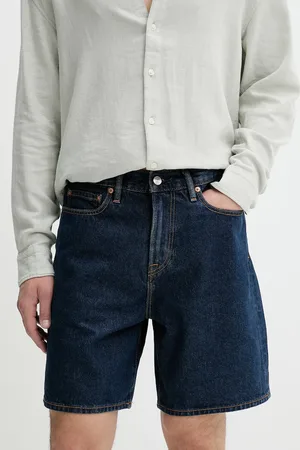 Abercrombie & Fitch Džínové šortky pánské, tmavomodrá barva, KI128-5029