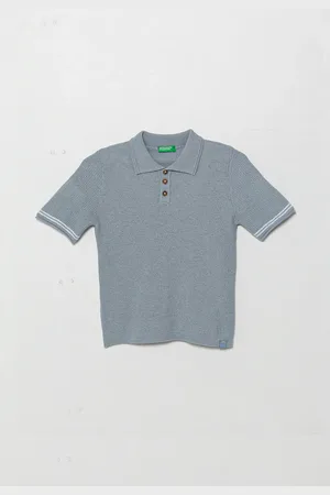 Benetton Dětské polo tričko ze lněné směsi barva, 104NH3001