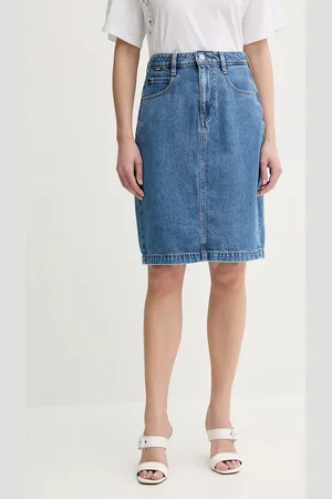 HUGO BOSS Džínová sukně barva, mini, áčková, 50538596