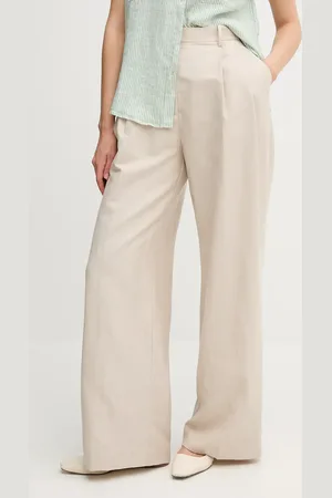 Tommy Hilfiger Kalhoty s příměsí lnu dámské, barva, high waist, WW0WW45460