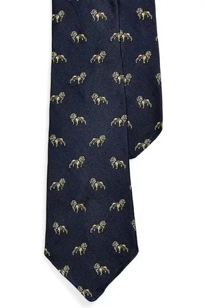 Ralph Lauren Hedvábná kravata tmavomodrá barva, 712971855