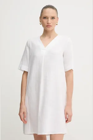 Benetton Lněné šaty barva, mini, oversize, 4AGHDV0B0