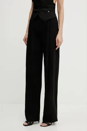 Elisabetta Franchi Kalhoty s příměsí vlny dámské, barva, široké, high waist, PA05852E2