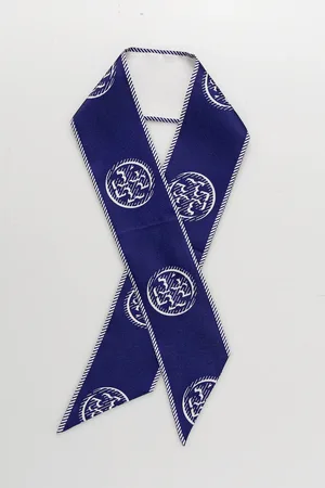 Tory Burch Šátek s hedvábím Medallion dámský, tmavomodrá barva, 174863-400